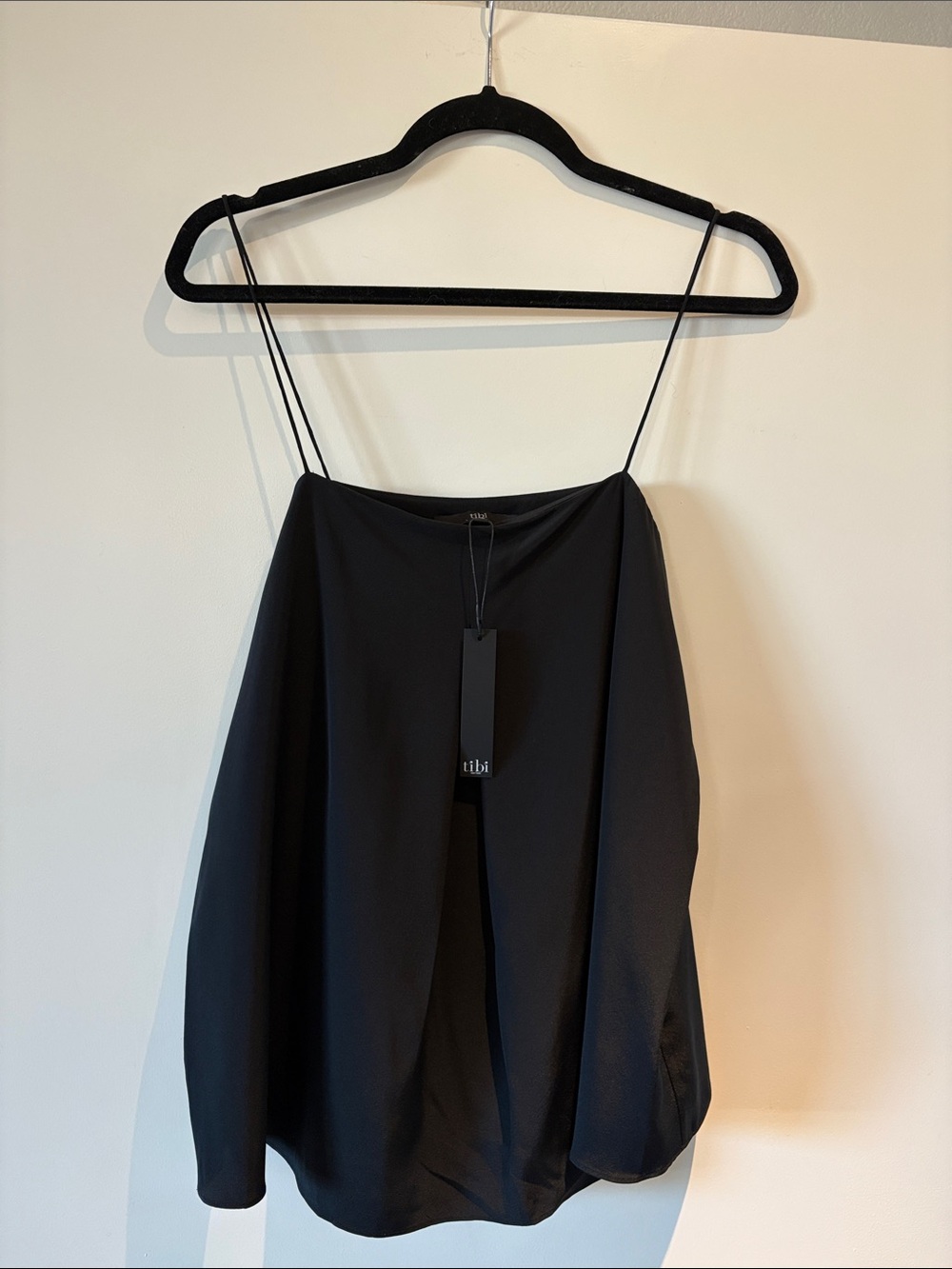 Tibi Black Double-Spaghetti Strap Flow Cami